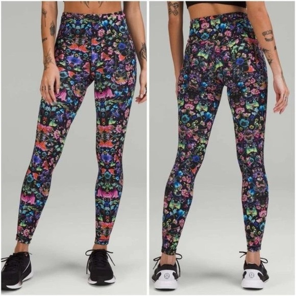 Lululemon Swift Speed High Rise Tight 28" Leggings Flowerscope Black Multi Sz 6 - Picture 1 of 7